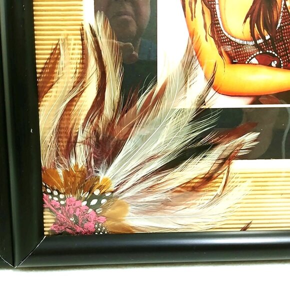 Western Tribal Portrait Art Prints Framed Double Matted 3-d collage Ranch Decor - Picture 7 of 12